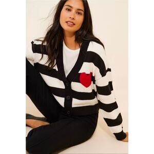 RD Style for Anthropologie Heart Striped Cardigan Sweater. Retails $100